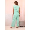 Dámsky komplet z viskózy bez rukávov a s rovnými nohavicami svetlo béžový