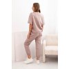 Dámsky set z maslovitej viskózy s krátkym rukávom a nohavicami béžový