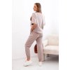 Dámsky set z maslovitej viskózy s krátkym rukávom a nohavicami béžový