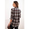 Dámska bavlnená košeľa s kockami s predĺženým zadným dielom béžová