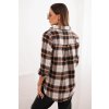 Dámska bavlnená košeľa s kockami s predĺženým zadným dielom béžová