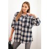 Dámska bavlnená kockovaná košeľa s efektom ošúchaného vzhľadu béžová