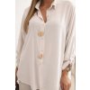 Dámska košeľa z viskózy s ozdobnými gombíkmi a golierom béžová