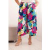 Dámske nohavice Plus Size viskózové s kvetinovým vzorom fuksia