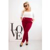 Dámske bavlnené nohavice Plus Size s elastickým pásom bordové