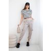 Nohavice s ozdobnými pruhmi maslová ecru