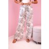 Dámske nohavice so širokou nohavicou s kvetinovým vzorom tmavo mätové