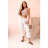 Dámske ľanové nohavice s bavlnou a opaskom béžové