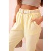 Dámske ľanové nohavice s bavlnou a opaskom béžové