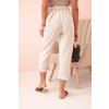 Dámske ľanové nohavice s bavlnou a opaskom béžové