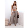 Dámske viskózové nohavice s rozparkom na nohaviciach tmavo béžové