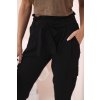 Dámske nohavice s vysokým pásom cargo čierne