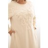 Dámske plus size šaty s výšivkou bavlnené béžové