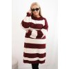 Dámske pletené šaty Plus Size s pruhmi béžové