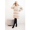 Dámske pletené šaty Plus Size s pruhmi béžové