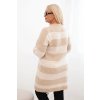 Dámske pletené šaty Plus Size s pruhmi béžové
