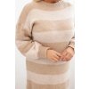 Dámske pletené šaty Plus Size s pruhmi béžové