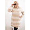 Dámske pletené šaty Plus Size s pruhmi béžové
