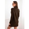 Dámske šaty z viskózy úpletové so širokým golierom hnedé