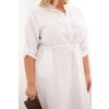 Dámske šaty z viskózy Plus Size s gombíkmi a viazaním v páse béžová