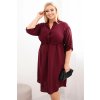 Dámske šaty z viskózy Plus Size s gombíkmi a viazaním v páse béžová