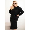 Dámske oversize pletené šaty Plus Size z moherom s vreckom béžové