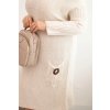 Dámske oversize pletené šaty Plus Size z moherom s vreckom béžové
