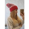 Čiapka s flísom Milano K203 ecru melírovaná+červená