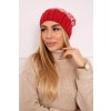 Čiapka s flísom Milano K203 ecru melírovaná+červená