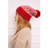 Čiapka s flísom Milano K203 ecru melírovaná+červená