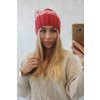 Čiapka s flísom Milano K203 ecru melírovaná+červená