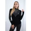 Pletená blúzka zdobená na výstrihu a rukávoch čierna