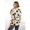 Bavlnené sako s farebnou potlačou ecru+čierna