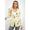 Bavlnené sako na gombíky s potlačou ecru+žltá