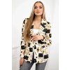 Bavlnené sako na gombík s potlačou ecru+čierna