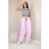 Punto nohavice so širokými nohavicami svetloružové