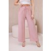 Viskózové nohavice so širokými nohavicami tmavá púdrová ružová