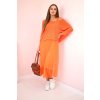 Skladané šaty s ažúrovým svetríkom oranžová
