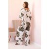 Nadmierna dámska súprava z viskózy s kvetinovým vzorom v kaki farbe