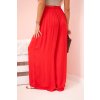 Dámske široké viskózové nohavice s gumou v páse červené