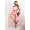 Dámske šaty s volánom a odhalenými ramenami s kvetinovým vzorom červené