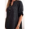 Dámska bavlnená pruhovaná košeľa s vreckom čierna
