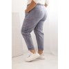Dámske nohavice Plus Size vyšúchané s viskózou a širokou gumou džínsové