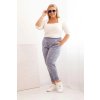 Dámske nohavice Plus Size vyšúchané s viskózou a širokou gumou džínsové