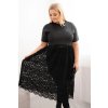 Dámske plus size šaty s krátkym rukávom a čipkovým spodkom čierne
