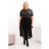 Dámske plus size šaty s krátkym rukávom a čipkovým spodkom čierne