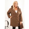 Dámsky kabát Plus Size s kapucňou a vreckami béžový