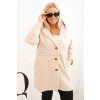 Dámsky kabát Plus Size s kapucňou a vreckami béžový