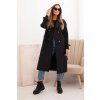 Dámsky kabát s viazaním v páse s golierom čierny