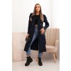 Dámsky kabát s viazaním v páse s golierom čierny